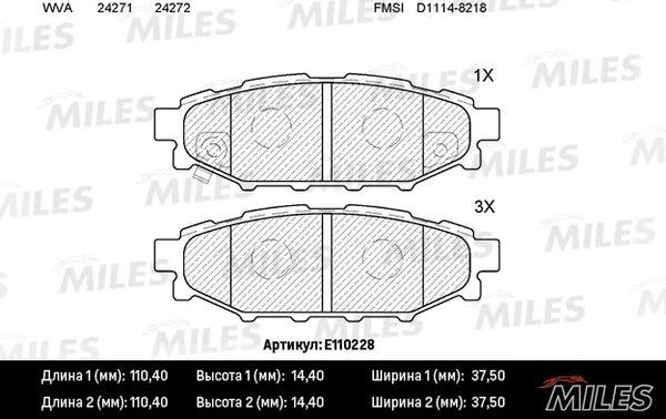 Miles E110228 - Əyləc altlığı dəsti, əyləc diski furqanavto.az