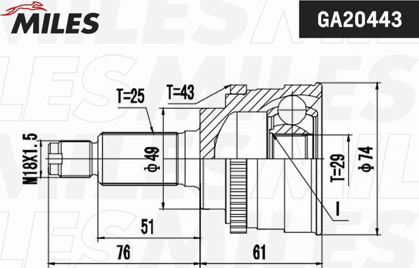 Miles GA20443 - Birləşmə dəsti, ötürücü val furqanavto.az