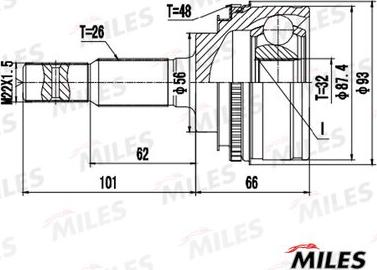 Miles GA20462 - Birləşmə dəsti, ötürücü val furqanavto.az