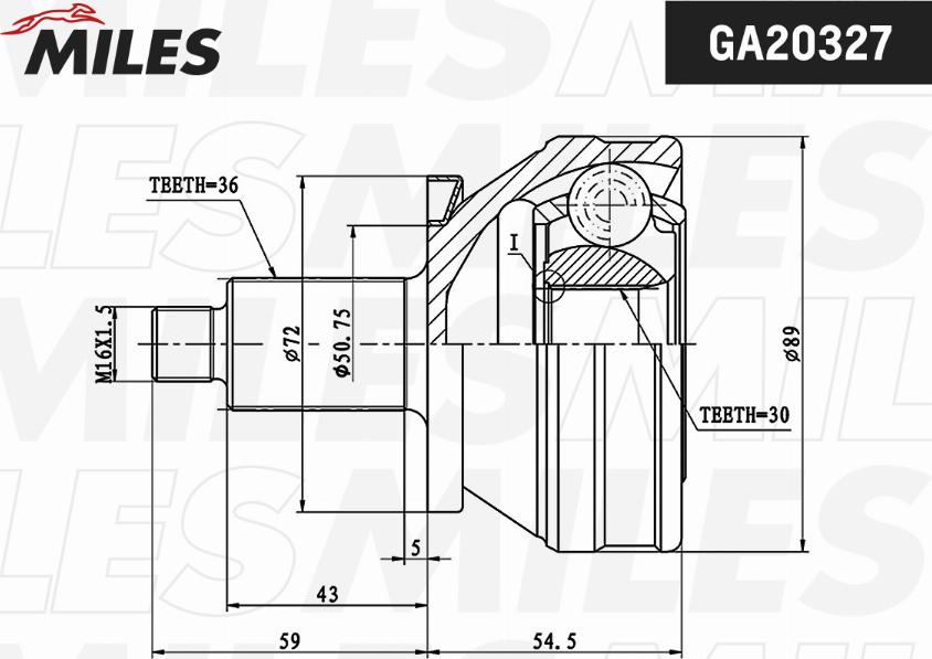 Miles GA20327 - Birləşmə dəsti, ötürücü val furqanavto.az