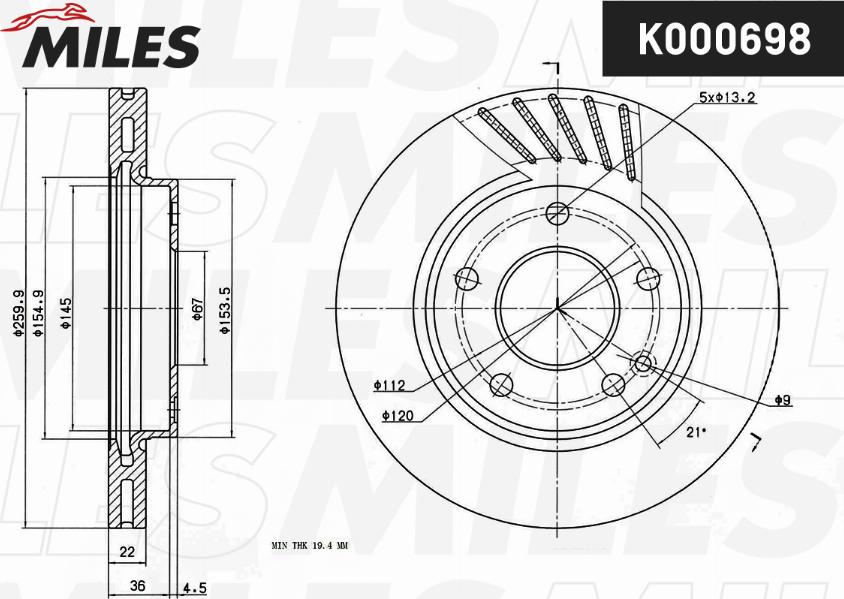 Miles K000698 - Əyləc Diski furqanavto.az