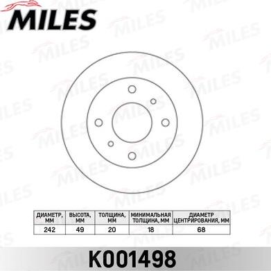 Miles K001498 - Əyləc Diski furqanavto.az