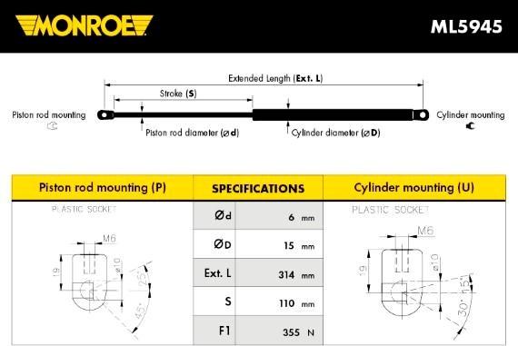 Monroe ML5945 - Qaz bulaq, kapot furqanavto.az