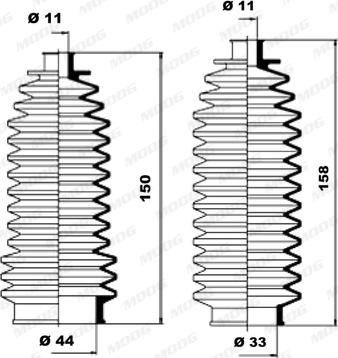 Moog K150036 - Körük dəsti, sükan furqanavto.az