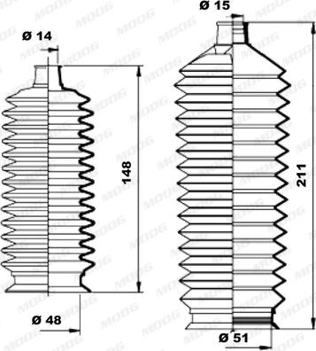 Moog K150190 - Körük dəsti, sükan furqanavto.az