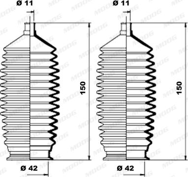 Moog K150124 - Körük dəsti, sükan furqanavto.az