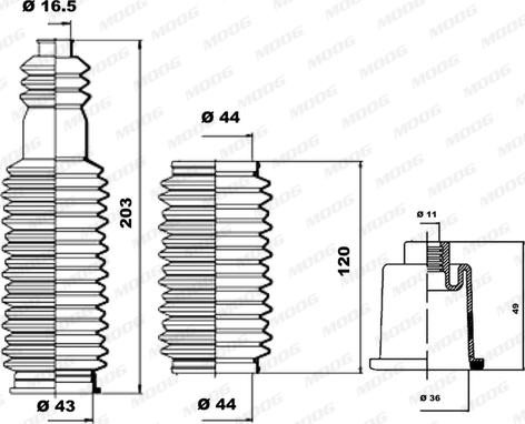 Moog K150122 - Körük dəsti, sükan furqanavto.az