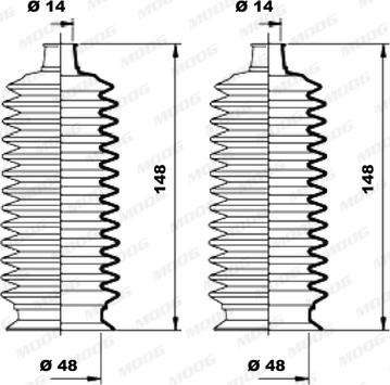 Moog K150170 - Körük dəsti, sükan furqanavto.az