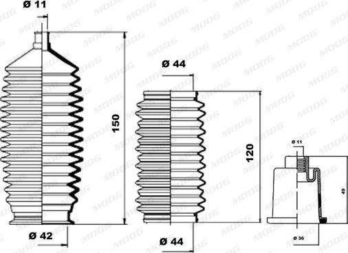 Moog K150266 - Körük dəsti, sükan furqanavto.az