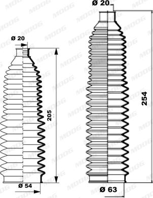 Moog K150232 - Körük dəsti, sükan furqanavto.az