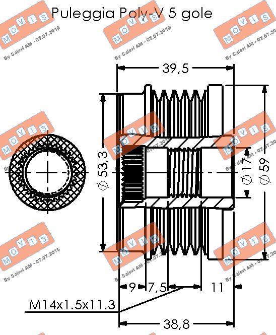 MOVIS AST3375 - Kasnak, alternator, sərbəst dönərli mufta furqanavto.az