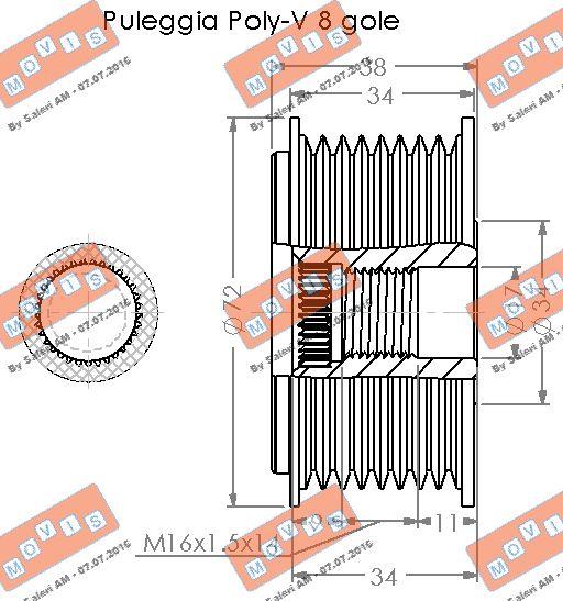 MOVIS AST3706 - Kasnak, alternator, sərbəst dönərli mufta furqanavto.az