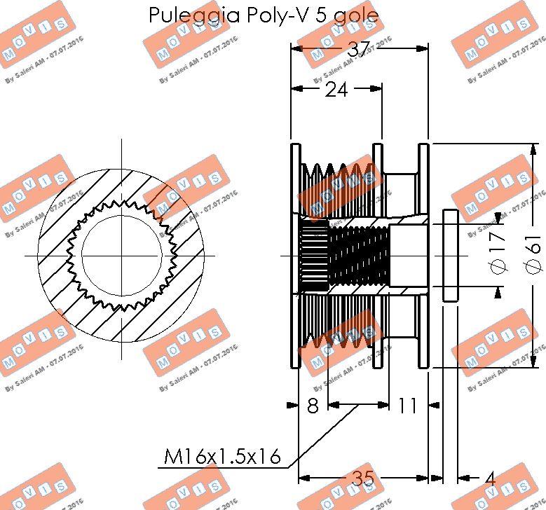 MOVIS AST2719M - Kasnak, alternator, sərbəst dönərli mufta furqanavto.az