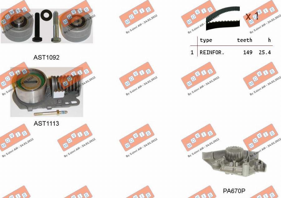 MOVIS ASTK1038PA - Su Pompası və Vaxt Kəməri Dəsti furqanavto.az