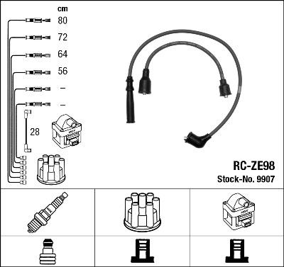 NGK 9907 - Alovlanma kabeli dəsti furqanavto.az