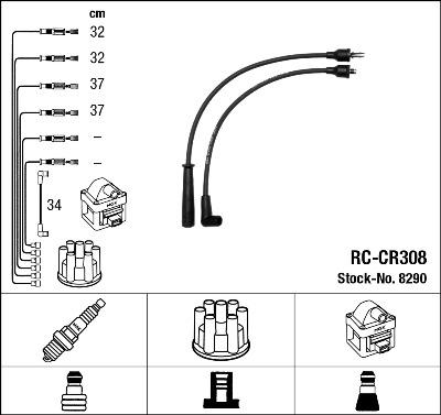 NGK 8290 - Alovlanma kabeli dəsti furqanavto.az