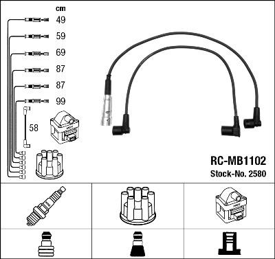 NGK 2580 - Alovlanma kabeli dəsti furqanavto.az
