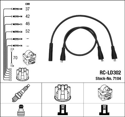 NGK 7104 - Alovlanma kabeli dəsti www.furqanavto.az