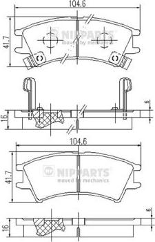 Nipparts J3600524 - Əyləc altlığı dəsti, əyləc diski furqanavto.az