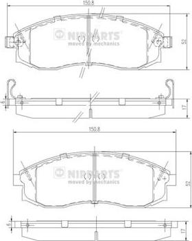 Nipparts J3601066 - Əyləc altlığı dəsti, əyləc diski furqanavto.az