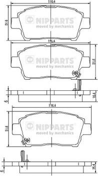 Nipparts J3602088 - Əyləc altlığı dəsti, əyləc diski furqanavto.az