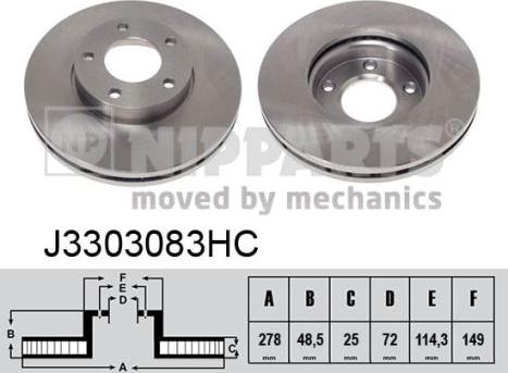 Nipparts J3303083HC - Əyləc Diski furqanavto.az