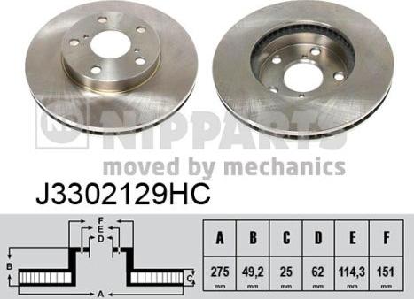 Nipparts J3302129HC - Əyləc Diski furqanavto.az