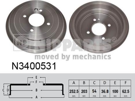 Nipparts N3400531 - Əyləc barabanı www.furqanavto.az