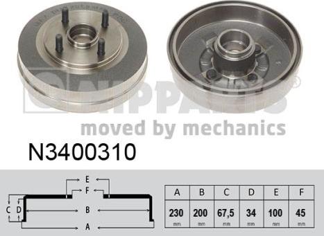 Nipparts N3400310 - Əyləc barabanı furqanavto.az