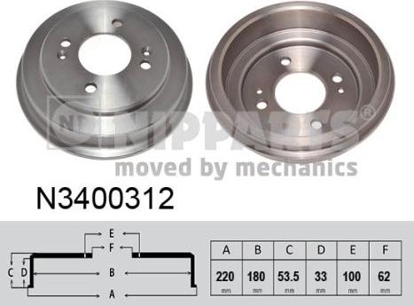 Nipparts N3400312 - Əyləc barabanı furqanavto.az