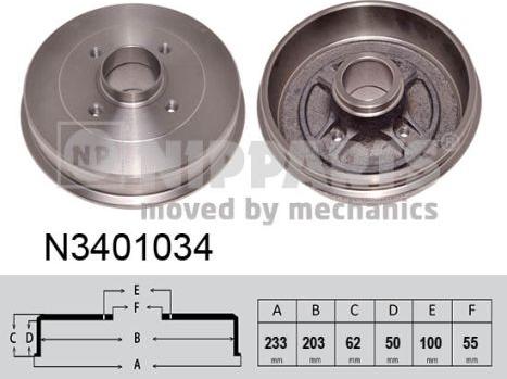 Nipparts N3401034 - Əyləc barabanı furqanavto.az