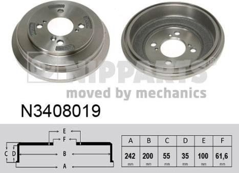 Nipparts N3408019 - Əyləc barabanı furqanavto.az