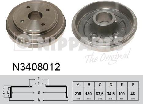 Nipparts N3408012 - Əyləc barabanı furqanavto.az