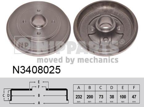 Nipparts N3408025 - Əyləc barabanı furqanavto.az