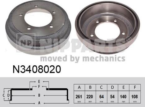 Nipparts N3408020 - Əyləc barabanı furqanavto.az