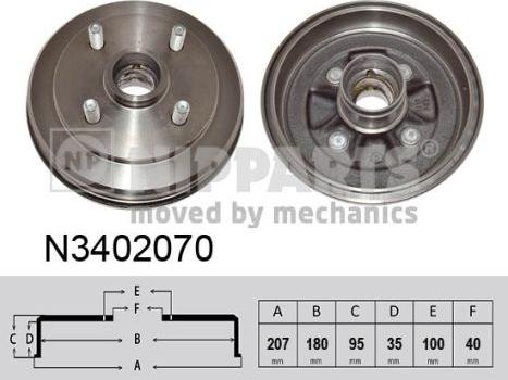 Nipparts N3402070 - Əyləc barabanı furqanavto.az