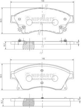 Nipparts N3600914 - Əyləc altlığı dəsti, əyləc diski furqanavto.az