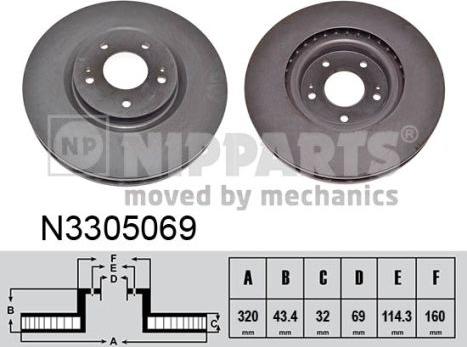 Nipparts N3305069 - Əyləc Diski furqanavto.az