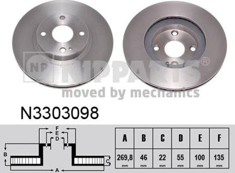 Nipparts N3303098 - Əyləc Diski furqanavto.az