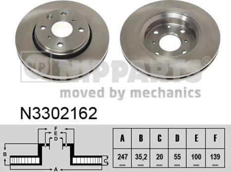 Nipparts N3302162 - Əyləc Diski furqanavto.az