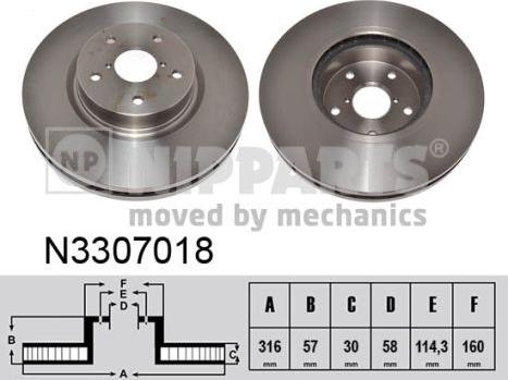 Nipparts N3307018 - Əyləc Diski furqanavto.az