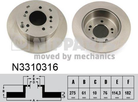 Nipparts N3310316 - Əyləc Diski furqanavto.az