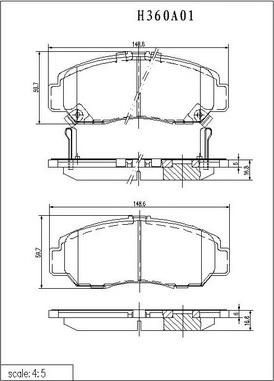 NPS H360A01 - Əyləc altlığı dəsti, əyləc diski furqanavto.az