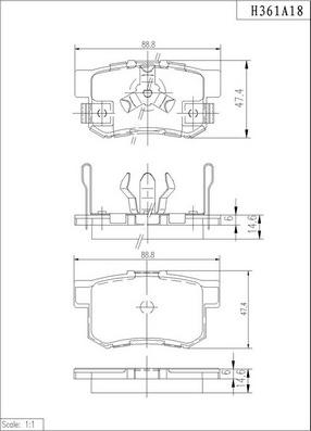 NPS H361A18 - Əyləc altlığı dəsti, əyləc diski furqanavto.az