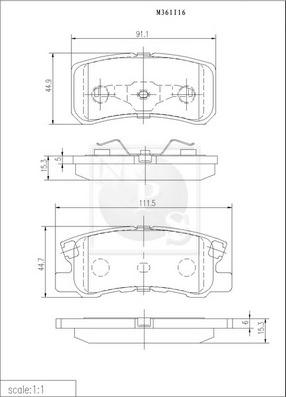 NPS M361I16 - Əyləc altlığı dəsti, əyləc diski www.furqanavto.az