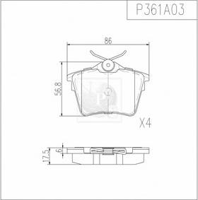 NPS P361A03 - Əyləc altlığı dəsti, əyləc diski furqanavto.az