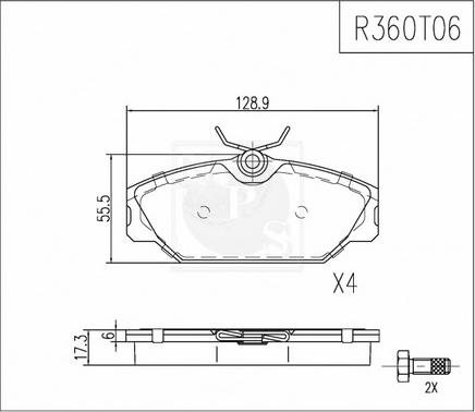 NPS R360T06 - Əyləc altlığı dəsti, əyləc diski furqanavto.az