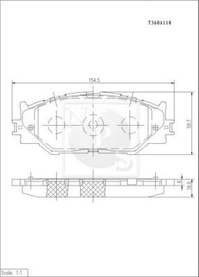 NPS T360A118 - Əyləc altlığı dəsti, əyləc diski furqanavto.az