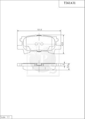 NPS T361A31 - Əyləc altlığı dəsti, əyləc diski www.furqanavto.az