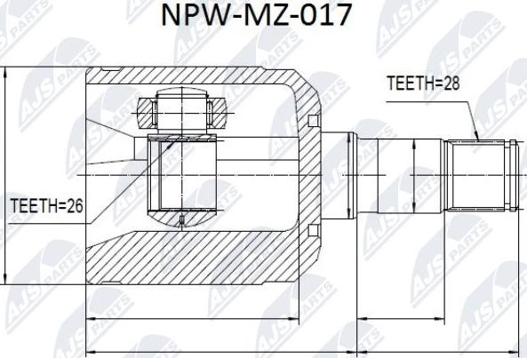 NTY NPW-MZ-017 - Birləşmə dəsti, ötürücü val furqanavto.az